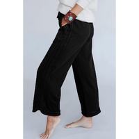 Black Mineral Wash Exposed Seam Wide Leg Pants - XL thumbnail