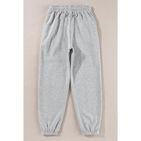 Light Grey Solid Color Fleece Lined Drawstring Waist Joggers - 2XL thumbnail