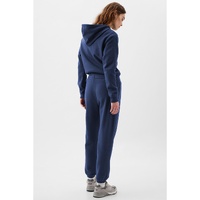 Navy Blue Solid Color Fleece Lined Drawstring Waist Joggers - M thumbnail