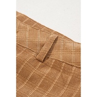 Grapefruit Orange Checkered Corduroy Flare High Waist Pants - L thumbnail