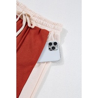 Flamingo Color Block Drawstring High Waist Wide Leg Pants - L thumbnail