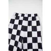 Black Checkerboard Elastic Waist Pocketed Joggers - S thumbnail