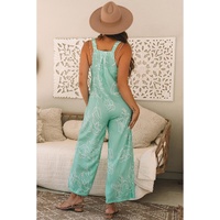 Moonlight Jade Printed Bib Wide Leg Overalls - L thumbnail