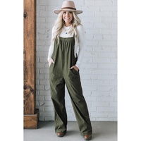 Jungle Green Solid Pocketed Loose Fit Corduroy Overall - L thumbnail