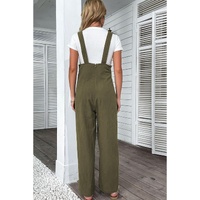 Jungle Green Solid Color Buttoned Straight Leg Overall - M thumbnail