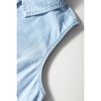Light Blue Denim Collared Sleeveless Shirt - L thumbnail