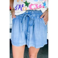 Beau Blue Casual Chambray Drawstring Shorts - 12 US thumbnail