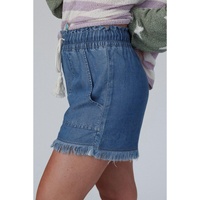 Ashleigh Blue Raw Hem Drawstring High Waist Denim Shorts with Pockets - 8 US thumbnail