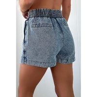 Dusk Blue Drawstring High Waist Pocketed Denim Shorts - 8 US thumbnail