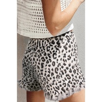 White Leopard Frayed Hem Denim Shorts - 8 US thumbnail