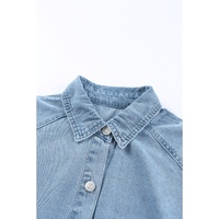 Azura Exchange Sky Blue Buttoned Long Sleeve Denim Mini Dress - M thumbnail