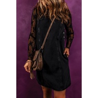 Black Sleeveless Shift Denim Dress - M thumbnail