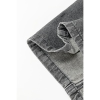 Medium Grey Wide Strap Button Front Pocketed Denim Mini Dress - S thumbnail