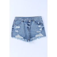Sky Blue High Rise Crossover Waist Denim Shorts - 14 US thumbnail