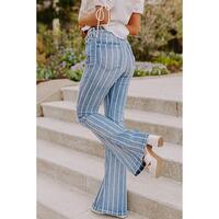 Azura Exchange Vertical Striped Ripped Flare Jeans - 10 US thumbnail