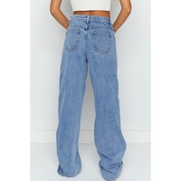 Blue Mid Rise Asymmetrical Waist Wide Leg Jeans - 8 US thumbnail