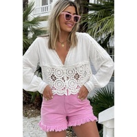 Pink Frayed Edge Mid Rise Denim Shorts - 10 US thumbnail