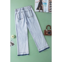 Beau Blue Acid Wash Contrast Edge Pocketed Cropped Jeans - 12 US thumbnail