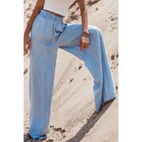 Myosotis Drawstring High Waist Wide Leg Denim Pants - L thumbnail