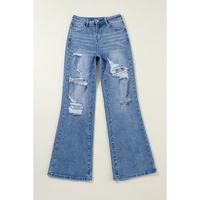 Ashleigh Blue Acid Wash Distressed Wide Leg High Waist Jeans - 12 US thumbnail