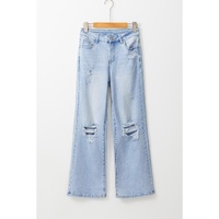 Beau Blue Vintage Light Wash Distressed Flare Jeans - 10 US thumbnail