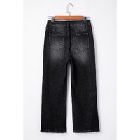 Carbon Grey Mineral Wash Raw Hem High Waist Flared Jeans - 4 US thumbnail