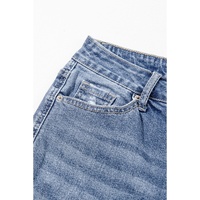Dusk Blue High Rise Ripped Distressed Hem Flared Jeans - 4 US thumbnail