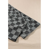 Dark Grey Checkered Denim Wide Leg Jeans - 10 US thumbnail