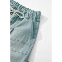Smoke Green Mineral Wash Drawstring High Waist Wide Leg Jeans - 14 US thumbnail