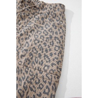 Azura Exchange Khaki Leopard Printed Drawstring Waist Pocketed Wide Leg Jeans - 10 US thumbnail