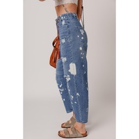 Ashleigh Blue Ripped Splattering Paint Rope Waist Cropped Straight Jeans - 10 US thumbnail