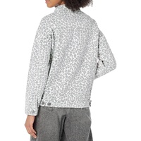 White Leopard Printed Flap Pocket Denim Jacket - XL thumbnail