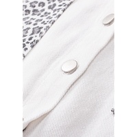 White Contrast Leopard Denim Jacket - M thumbnail