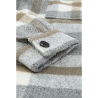Brown Plaid Print Pocket Women Shacket - S thumbnail