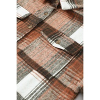 Brown Plaid Flap Pockets Shacket - 2XL thumbnail