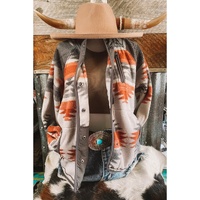 Gray Western Aztec Snap Buttoned Fleece Jacket - XL thumbnail