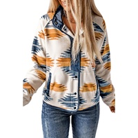 Multicolour Western Aztec Snap Buttoned Fleece Jacket - XL thumbnail