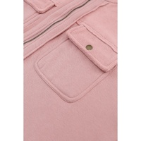 Pink Flap Pocket Drawstring Hood Zip Up Jacket - S thumbnail