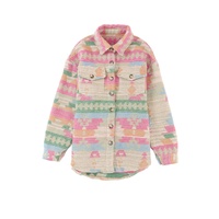 Azura Exchange Multicolor Western Aztec Print Button Flap Pocket Shacket - L thumbnail