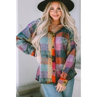 Multicolor Brushed Checked Western Buttoned Jacket - M thumbnail