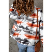 Multicolour Aztec Fleece Patchwork Snap Button Jacket - M thumbnail