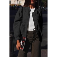 Black Floral Quilted Jacket - S thumbnail