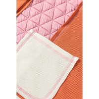 Coral Quilted Textured Patchwork Loose Fit Hooded Jacket - M thumbnail