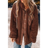 Red Clay Faux Shearling Teddy Bear Jacket - L thumbnail