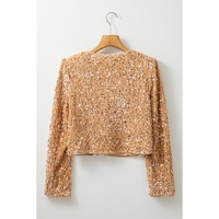 Golden Fleece Sequined Open Front Cropped Jacket - L thumbnail