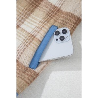 Light French Beige Plaid Patchwork Flap Detail Button Up Shacket - L thumbnail