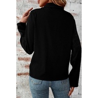 Black Collar Tab Sleeve Zip Up Flap Detail Jacket - S thumbnail