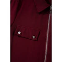 Red Dahlia Collar Tab Sleeve Zip Up Flap Detail Jacket - L thumbnail