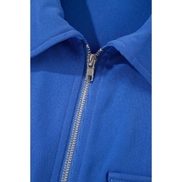 Dusk Blue Collar Tab Sleeve Zip Up Flap Detail Jacket - M thumbnail