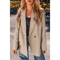 Oatmeal Single Breasted Elegant Suit Jacket - S thumbnail
